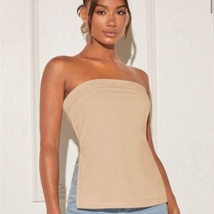 SHEIN Tan Strapless Fitted Camisole Tube Top